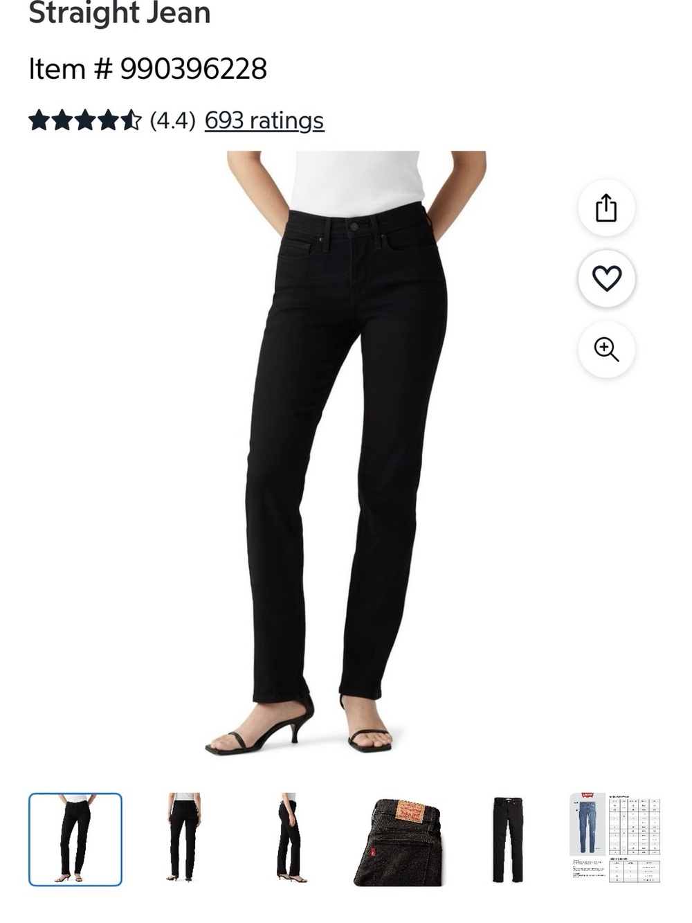 Levi's Women's Black Straight Leg Jeans